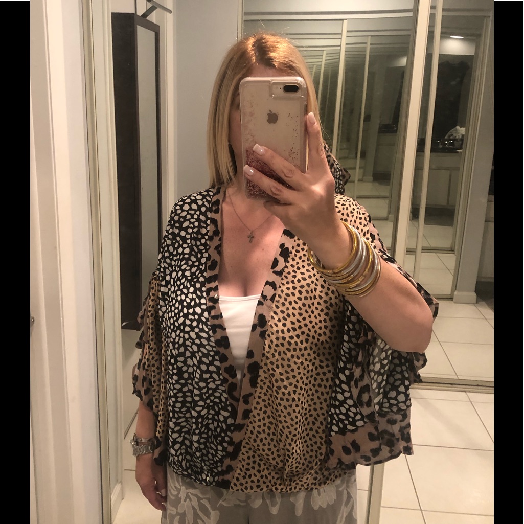 Open Front Multi Pattern Blouse